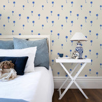 Bright Blue Tiny Palms Removable Wallpaper