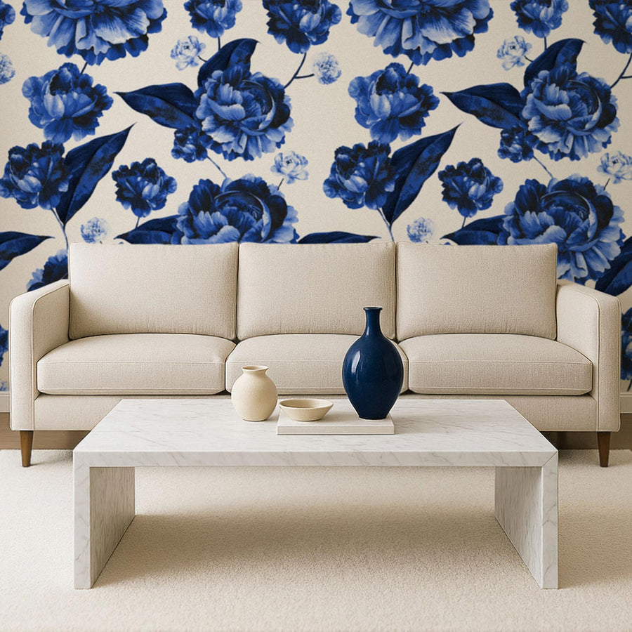 Blue Peonies Wallpaper