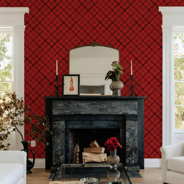 Red Minimal Plaid Print Removable Wallpaper