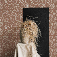 Abstract Funky Lines Wallpaper in Mocha Mousse