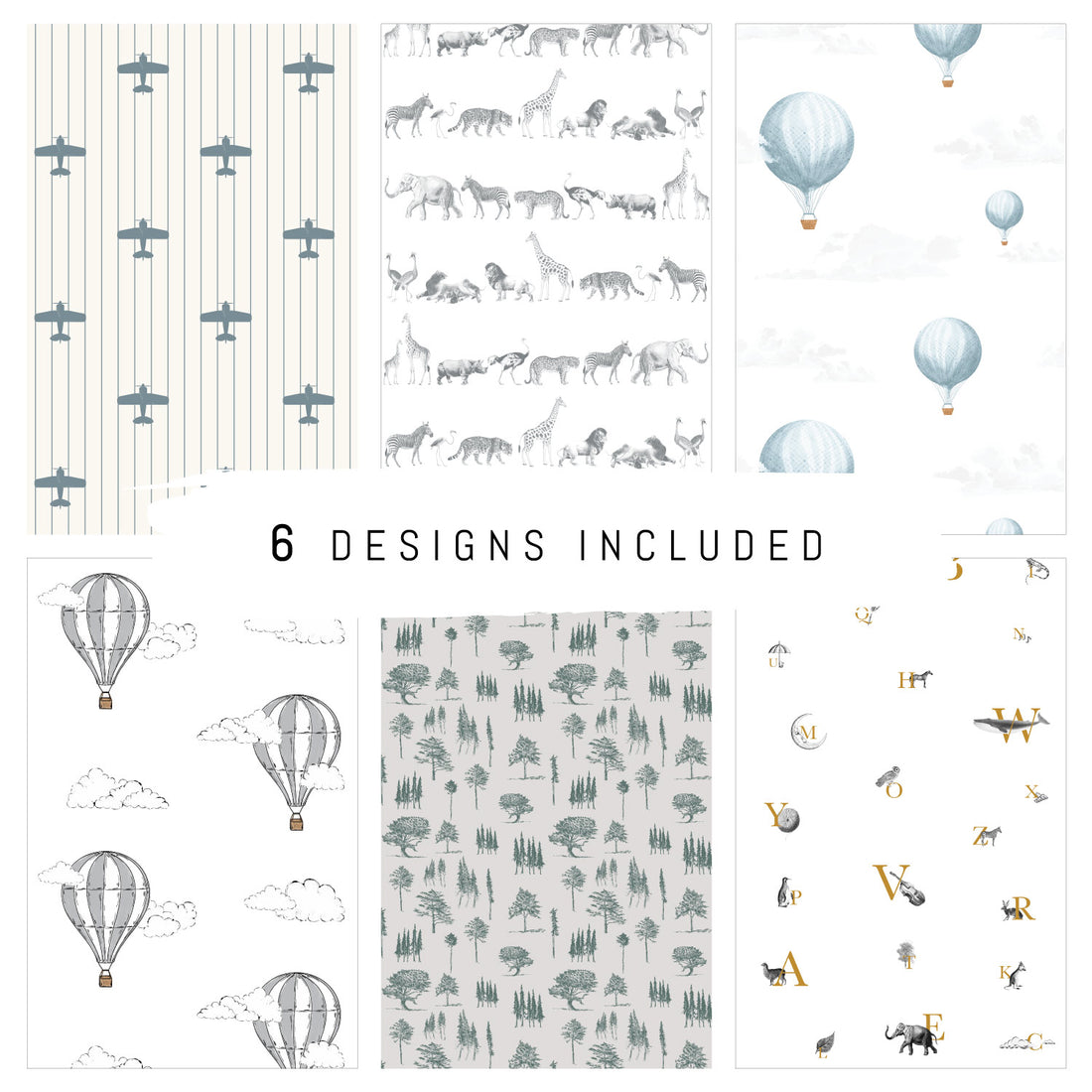 Wallpaper Sample Bundle - 6 Boys Room Samples