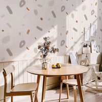 neutral geometric shape wallpaper in elegant apartment