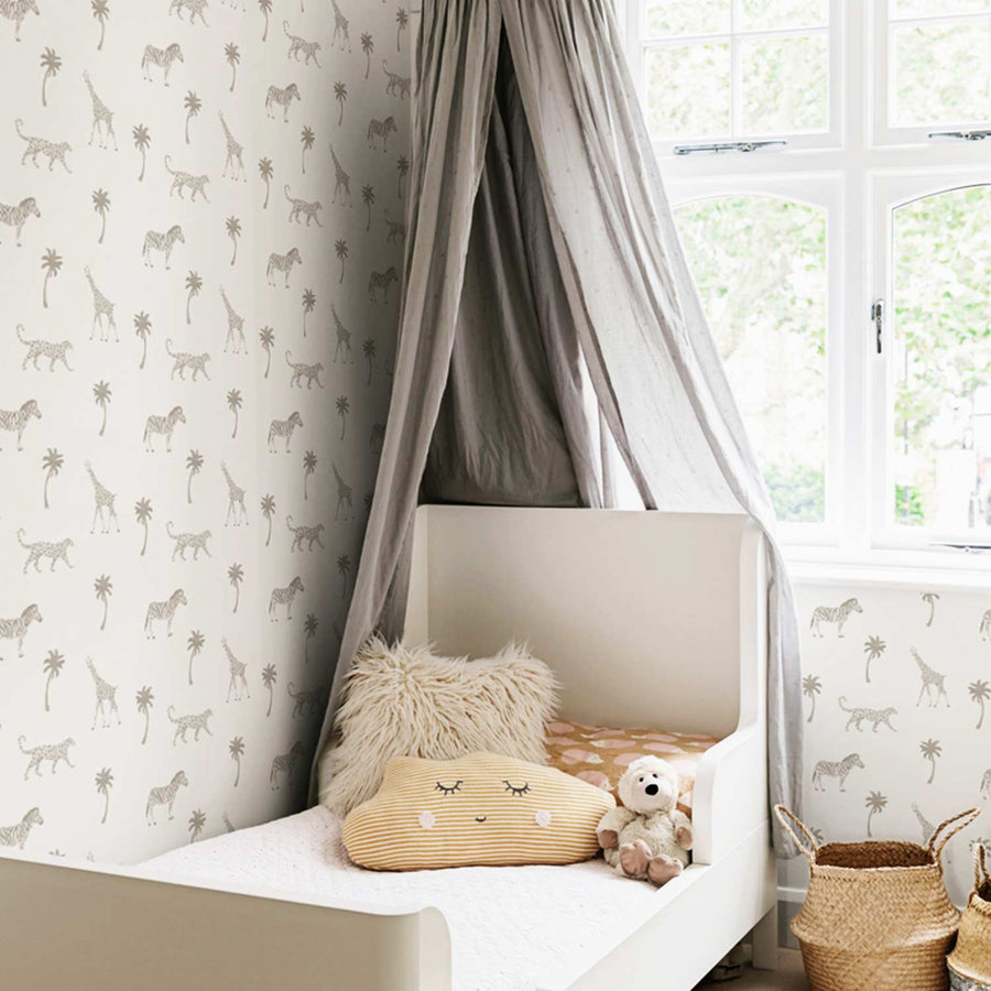 Neutral Jungle Theme Wallpaper For Kids Room