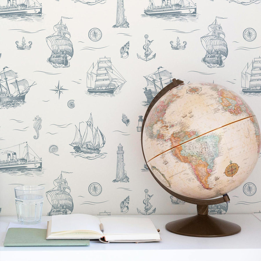 Vintage Ship Pattern Removable Wallpaper