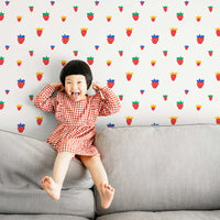 Fun Colorful Strawberries Kids Wallpaper