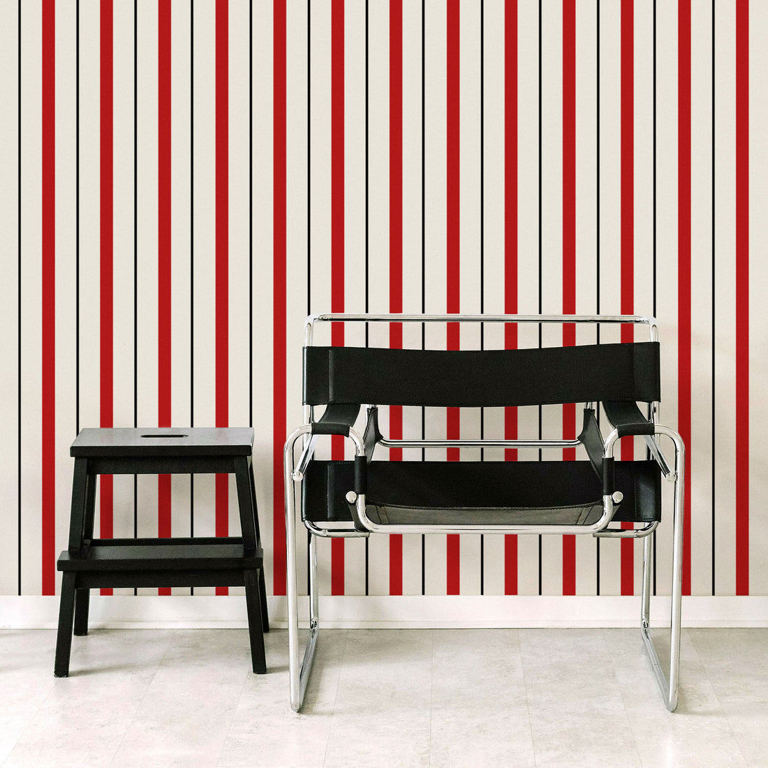 Red Modern Stripes Wallpaper