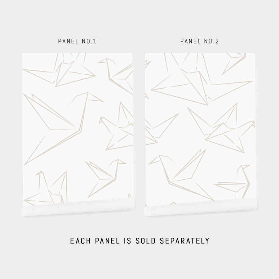 Modern origami crane birds design removable wallpaper
