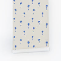 Bright Blue Tiny Palms Removable Wallpaper