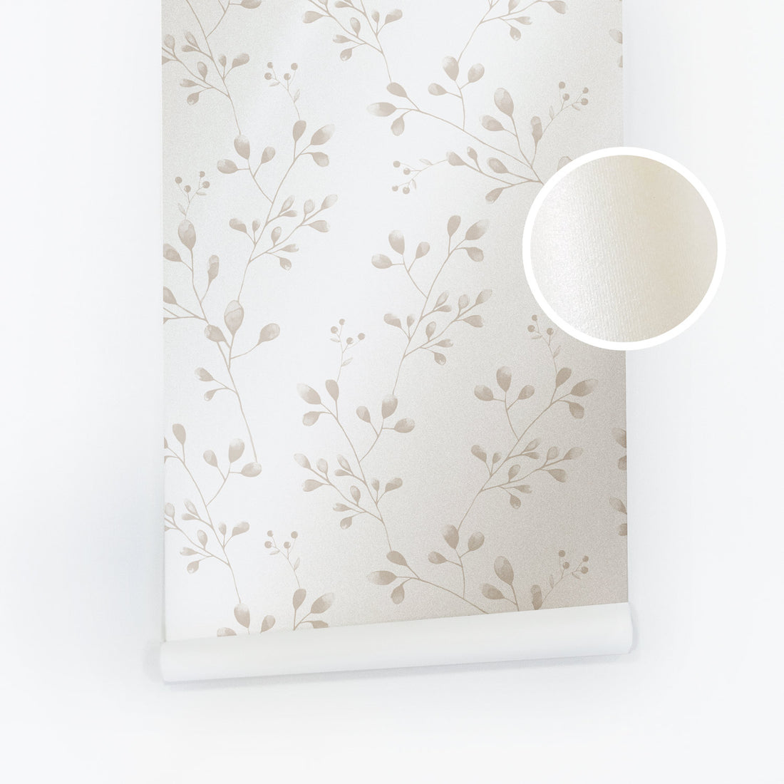 Metallic Pearl Wildflower Foliage Wallpaper