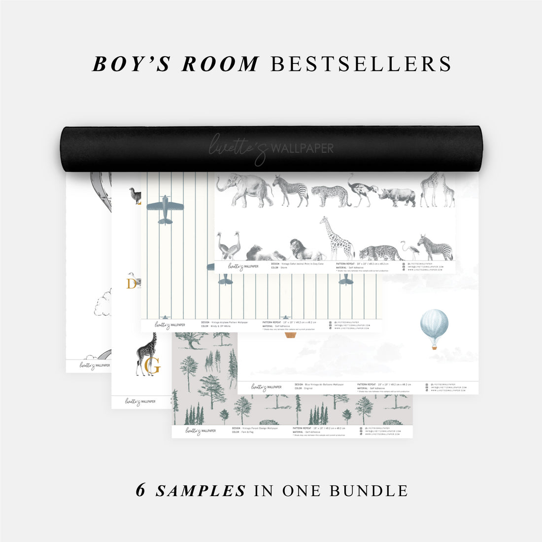 Wallpaper Sample Bundle - 6 Boys Room Samples