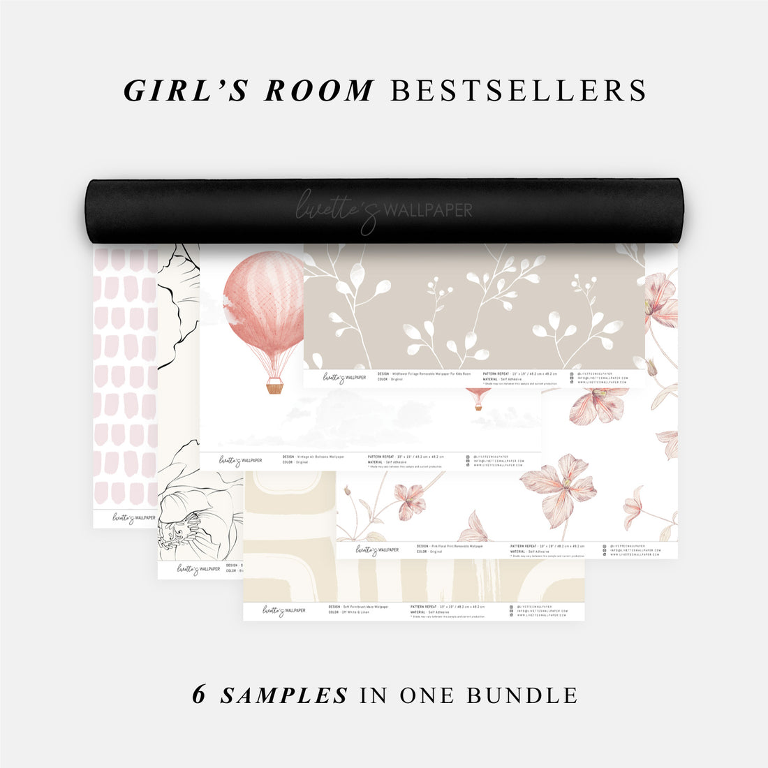 Wallpaper Sample Bundle - 6 Girls Room Samples