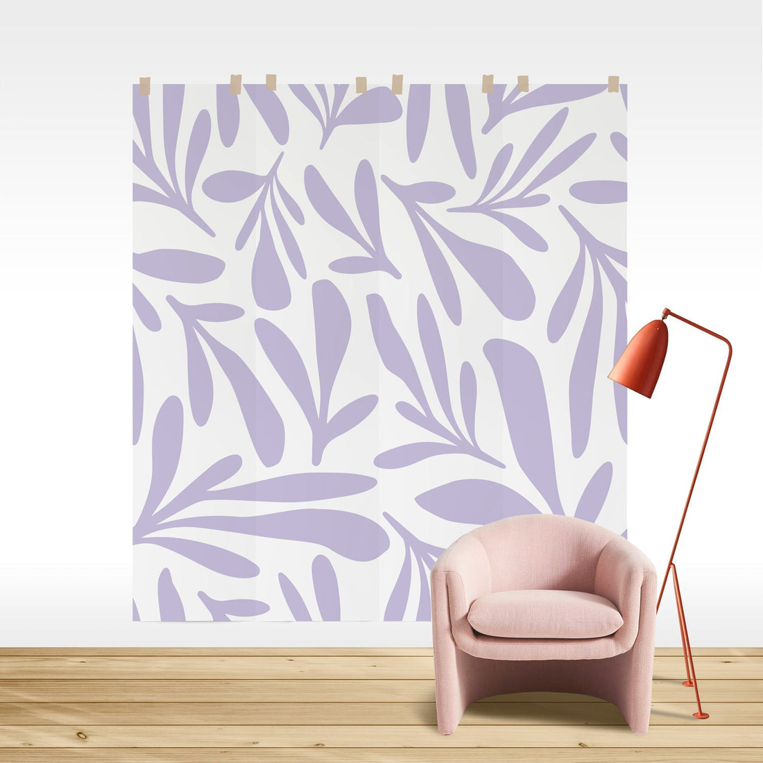 violet flower print wall mural design