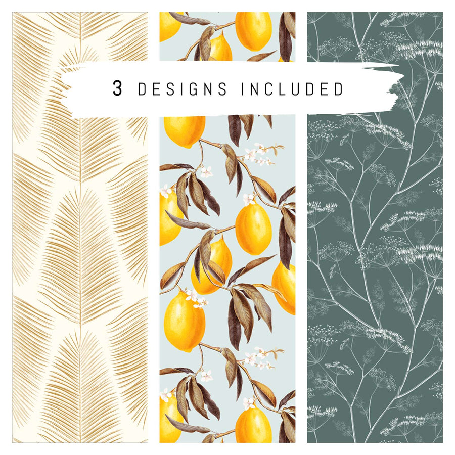 Wallpaper Sample Bundle - 3 Botanical Wallpaper Design Samples