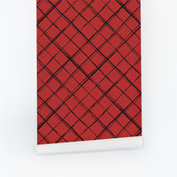 Red Minimal Plaid Print Removable Wallpaper