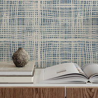 Blue Plaid Pattern Wallpaper