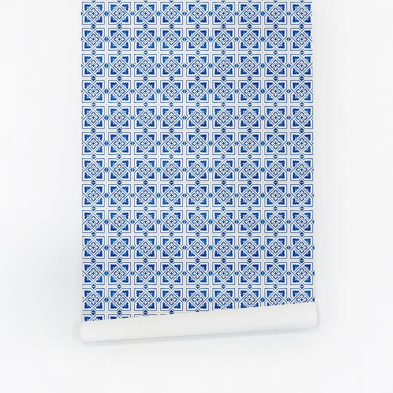 Blue Lisbon inspired tile removable wallpaper | Livettes | Livettes UK