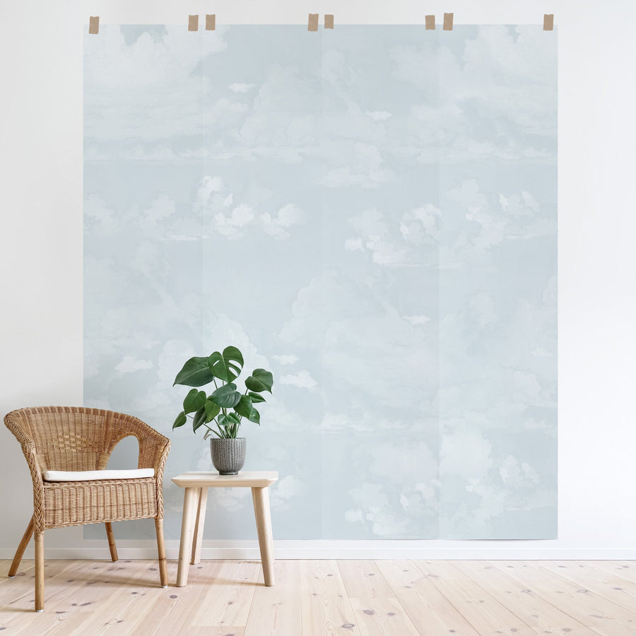 Blue Vintage Clouds Wall Mural