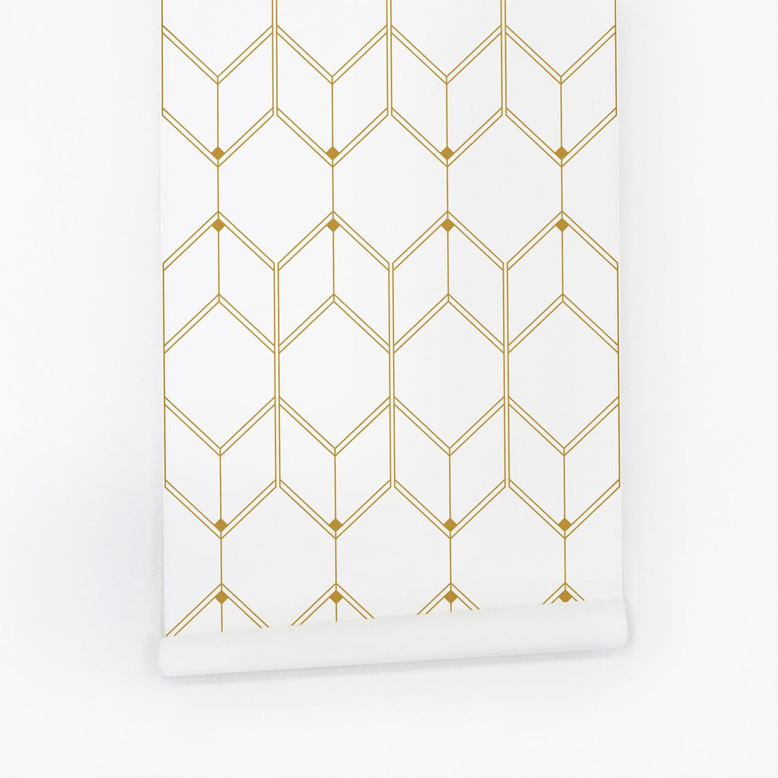 Faux gold removable wallpaper with geometric pattern
