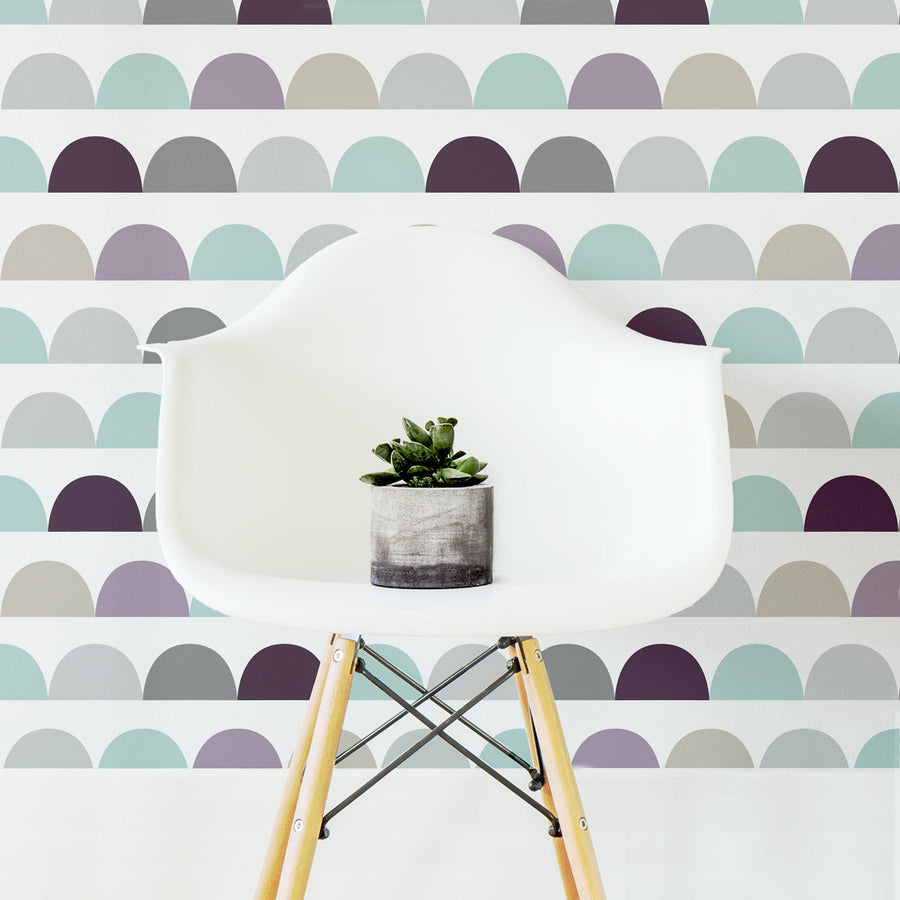 geometric shapes print wallpaper with pastel color circles