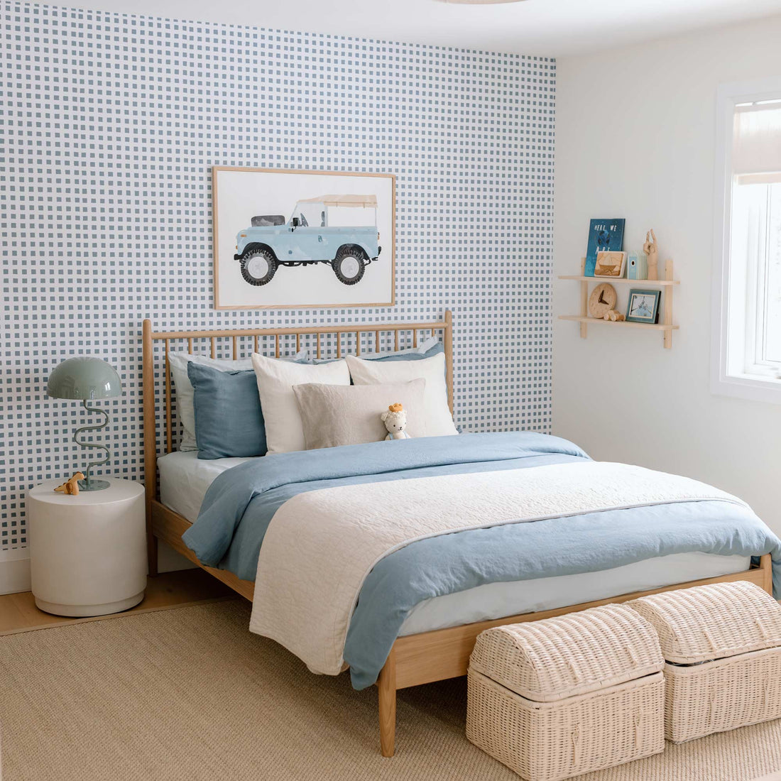 Modern windy blue plaid removable wallpaper