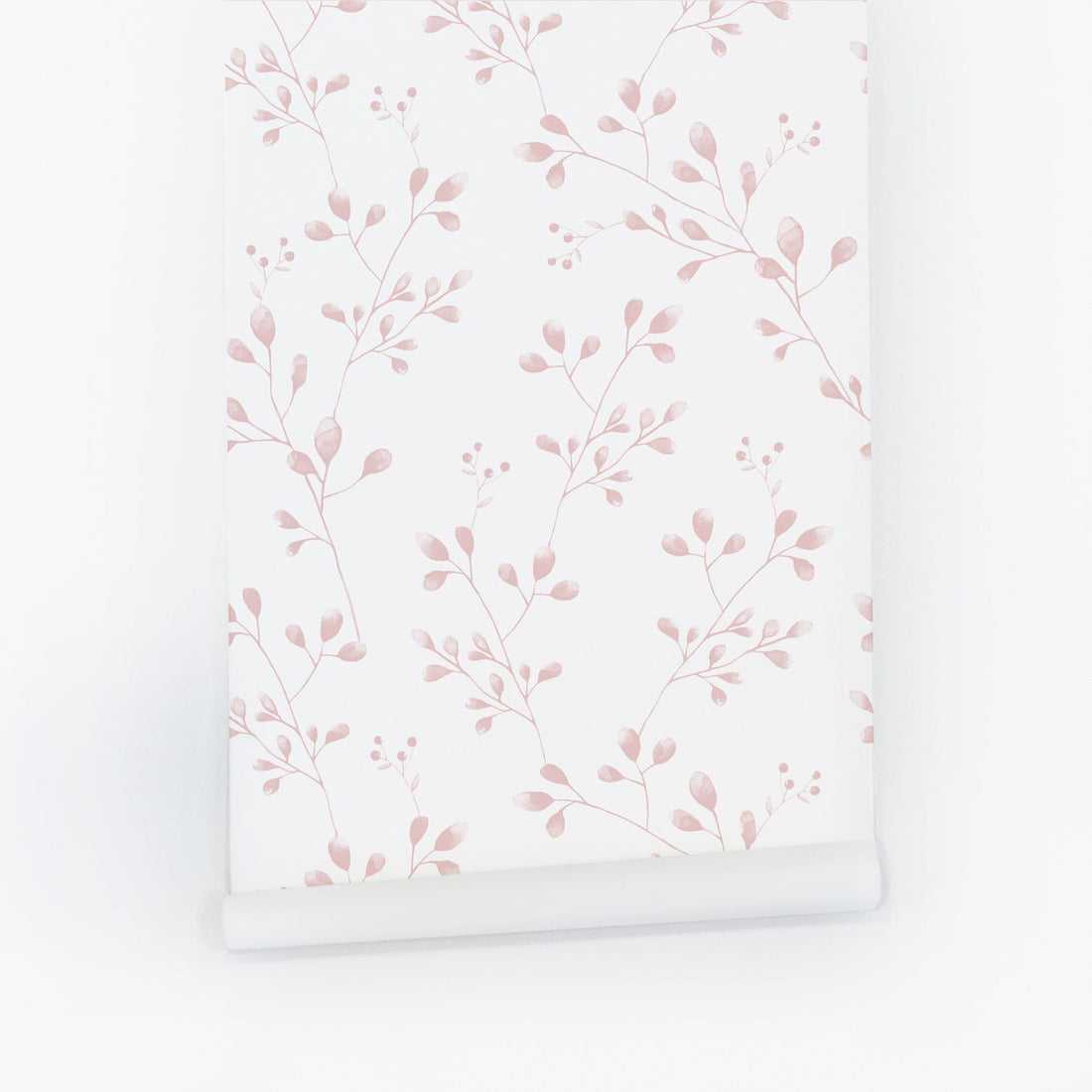 botanical wildflower print peel and stick wallpaper in light pink