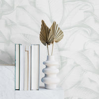 Light green banana leaves removable wallpaper