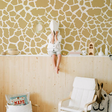 light beige botanical leaves print wallpaper for bohemian style kids bedroom