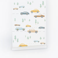 Pastel Vintage Cars Removable Wallpaper