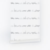 Neutral Transportation Print Removable Wallpaper