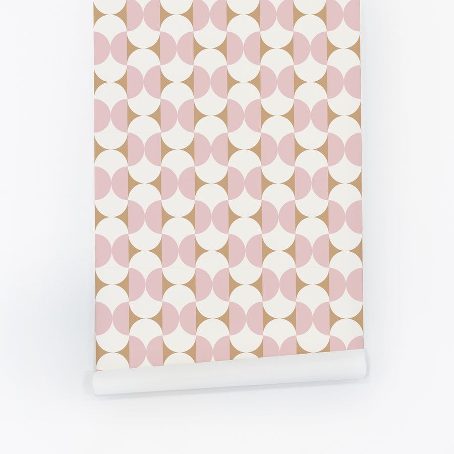 Modern Tiny Geometric Scallop Print Wallpaper