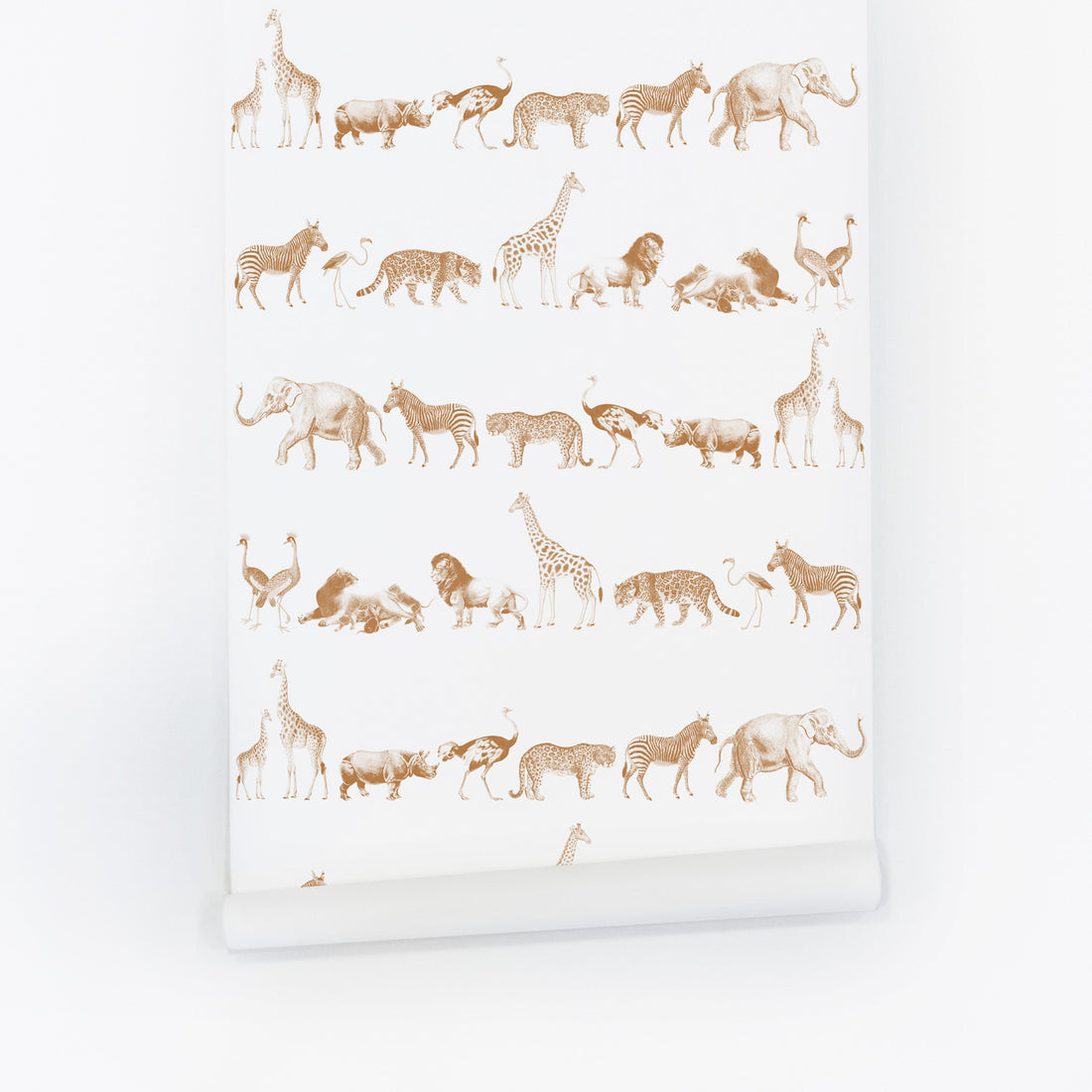 Tan Color Vintage Safari Animal Wallpaper