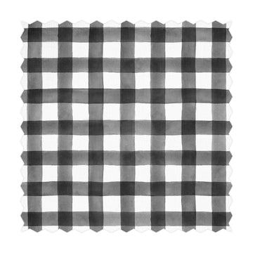 watercolor gingham fabric design in black and white