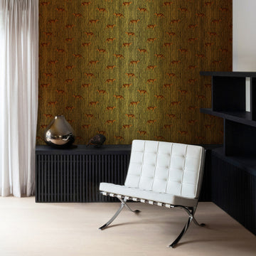 Bold Leopard Design Gold Metallic Wallpaper