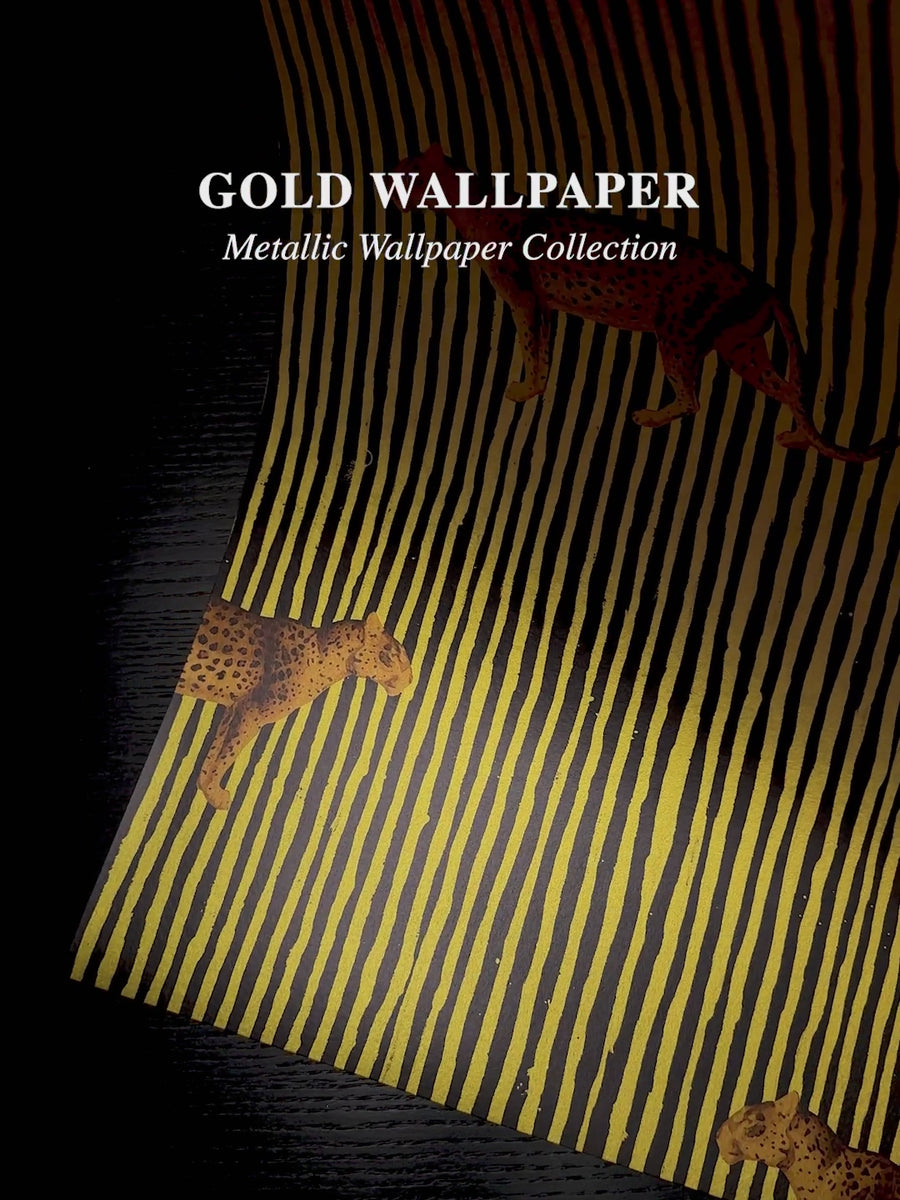 Bold Leopard Design Gold Metallic Wallpaper