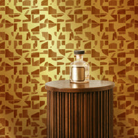 Geometric Golden Tile Design Metallic Wallpaper